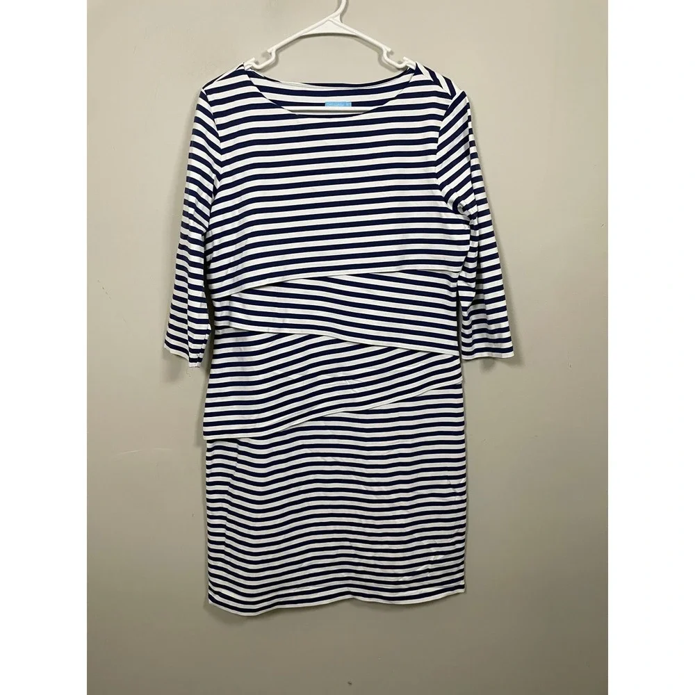 J. McLaughlin Nicola‎ Sheath Dress In Navy and White Stripe Size XL